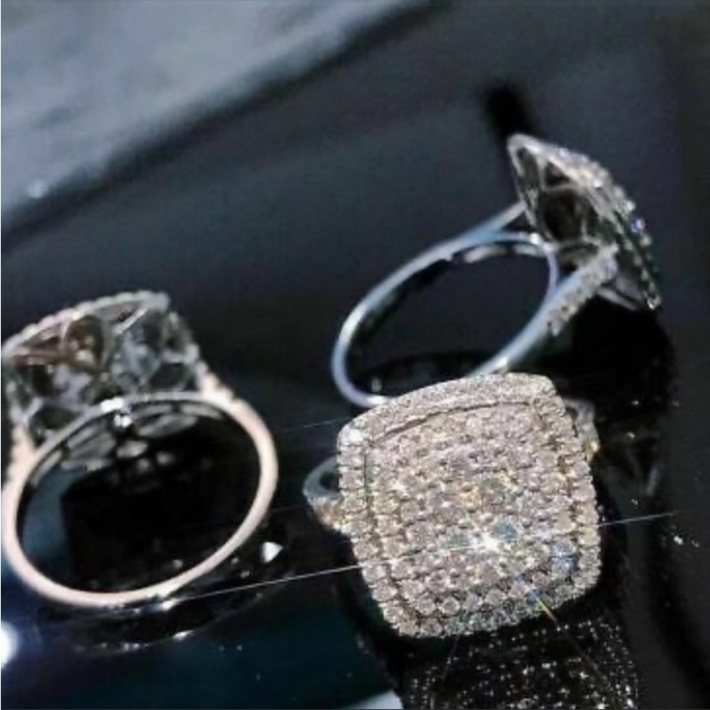New Women’s 925 Silver Beautiful Luxury Diamond Ring - Picture 8 of 8